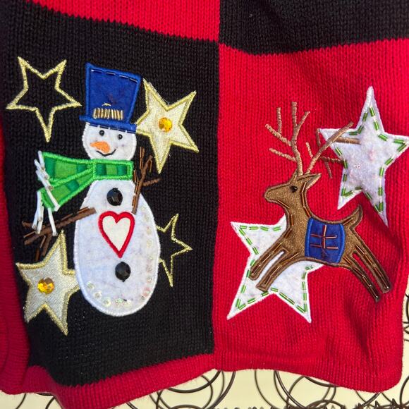 VTG Tiara Christmas Cardigan Snowman Tree Reindeer Presents Sampler Sweater XL - Picture 4 of 9